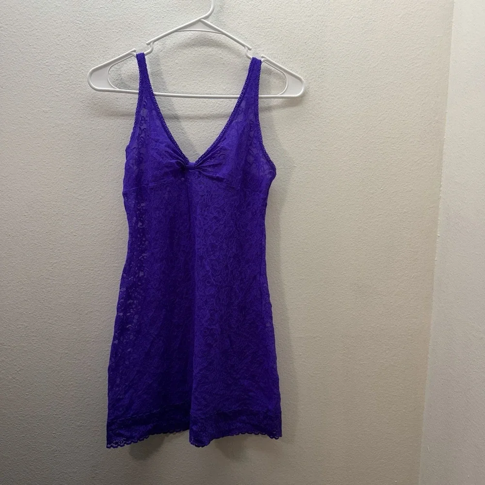 Victoria's‎ Secret Purple Floral Lace Babydoll Slip Dress Sheer Fairy Sz M Y2K